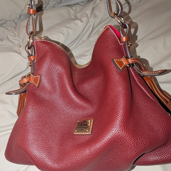 Dooney & Bourke Handbags - Dooney & Bourke Red Leather Hobo Bag
